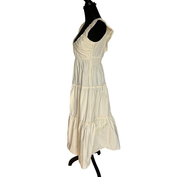 Derek Lam Yellow Tiered Ruffle Midi Dress Size 2 Cotton Cottage Designer $420 - Picture 9 of 11